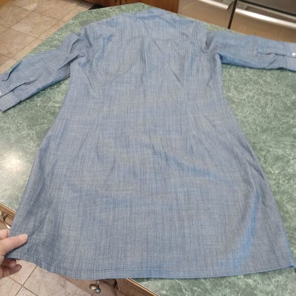 Old Navy Shirt Dress Chambray 100% Cotton Roll Tab sz M Pockets Western Coastal - Picture 15 of 15